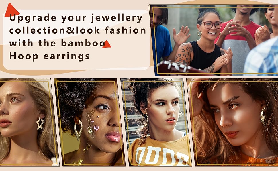 DB-  6 Pairs Bamboo Earrings Set Hollow Casting Hip-Hop Large Bamboo Earring For Women Oversize Hoop Earrings Set Fashion Jewelry-DB