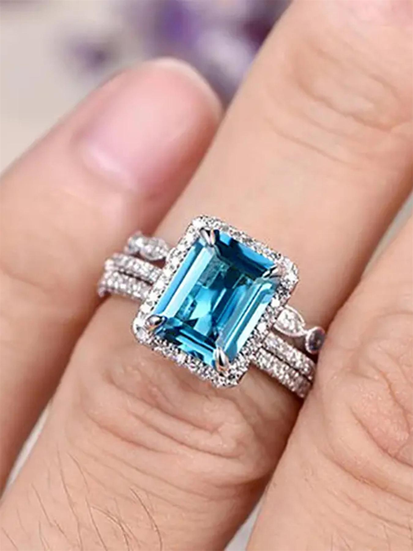 Rhinestone Decorated Promise Ring for Girlfriend, Elegant Engagement Rings for Women for Party, Daily Clothing Decor, Wedding Anniversary Party Jewelry Gifts