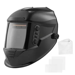 VEVOR Auto Darkening Welding Helmet, METIS Series, 3.94"x3.74" True Color Hood with 4 Arc Sensors, Solar-Powered with Batteries, 1/1/1/1 Rating, Adjustable Shade 4/5-9/9-13, LCD Display, Polycarbonate Build, 14.2x9.4x8.3in, for TIG MIG ARC Weld Grinding