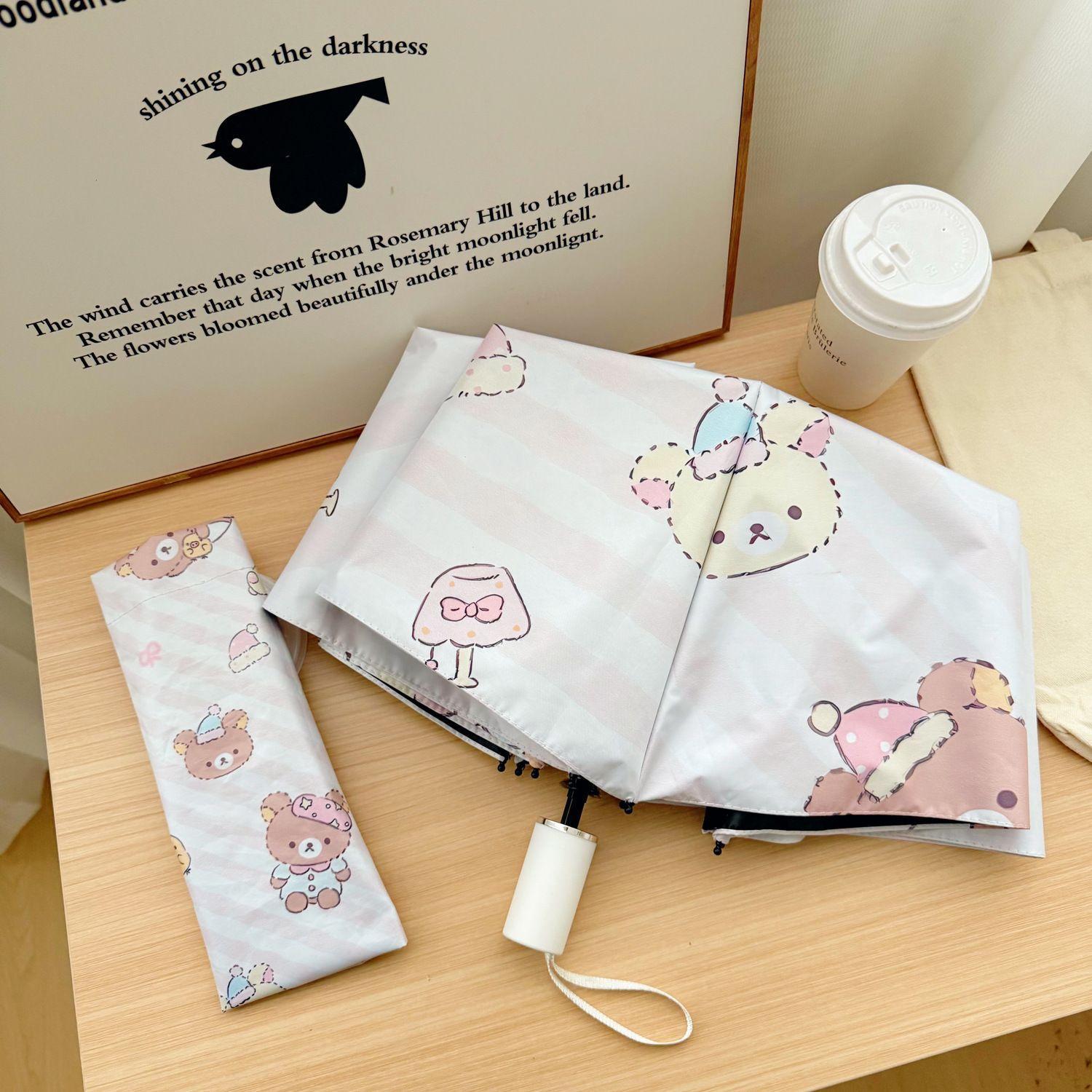 Cartoon Automatic Umbrella Sunshade And Rainproof Black Glue Umbrella Foldable Convenient Sun Umbrella for All Weather