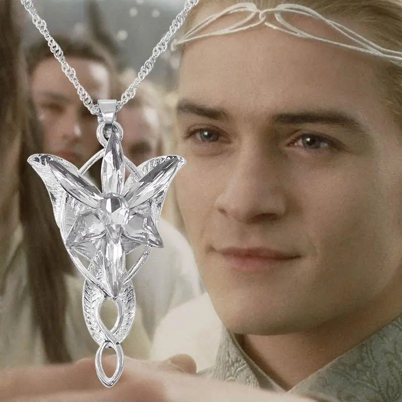 Elegant Arwen Evenstar Crystal Pendant Necklace - Elven Fantasy Princess Jewelry, Cosplay Style Movie-Inspired Gift for Female Fans, N556-Silver Adult Costume Accessory, Fantasy Princess Necklaces