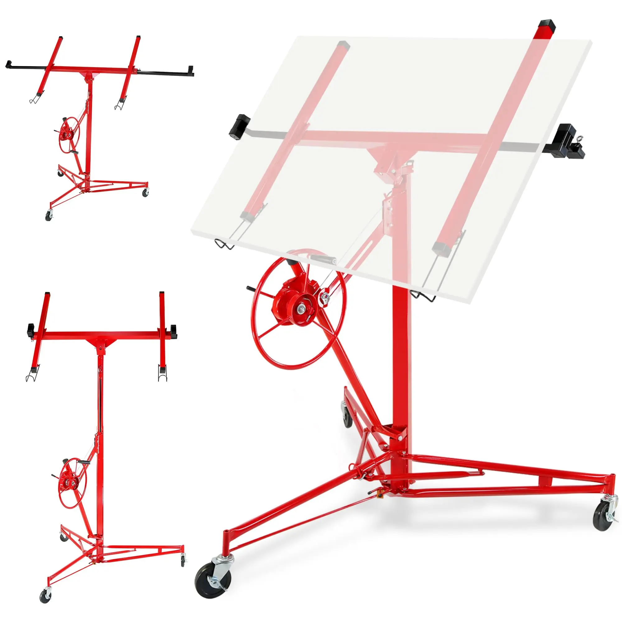 Garvee Heavy Duty Drywall Lift 18FT, 150 lb Capacity Sheetrock Panel Hoist for Ceiling Installation - Telescopic Arm, Locking Wheels, Single-Person Rolling Lifter, Durable Construction