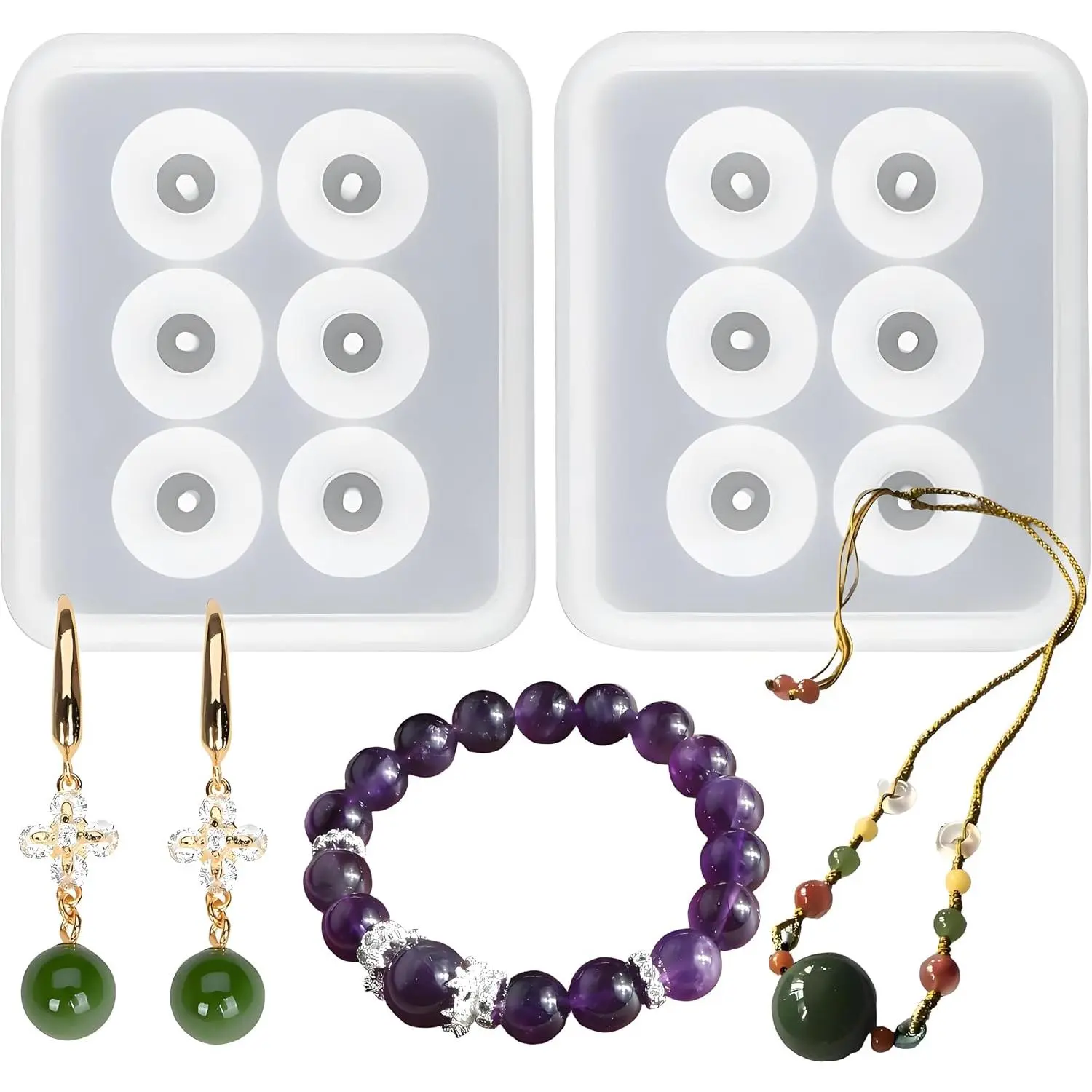 Bead Molds Set, 2 Pack Round Ball Molds with Holes, DIY  Making Tools