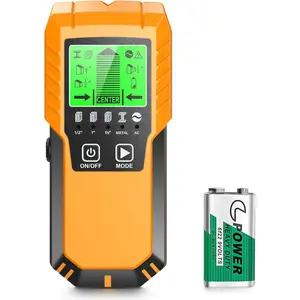 Stud Finder Wall Scanner Detector - 5 in 1  Wall  Metal Stud Locator  Center Sensor Beam for Live AC Wire Pipe Metal Lumber Joist Drywall Framing Detection(Yellow)