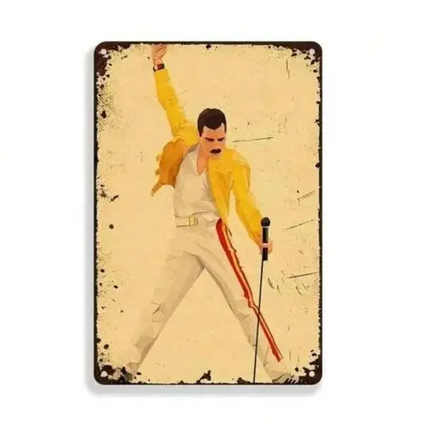 Freddie Tin Metal Sign Queen 70s Retro Music Wall Art Collectible