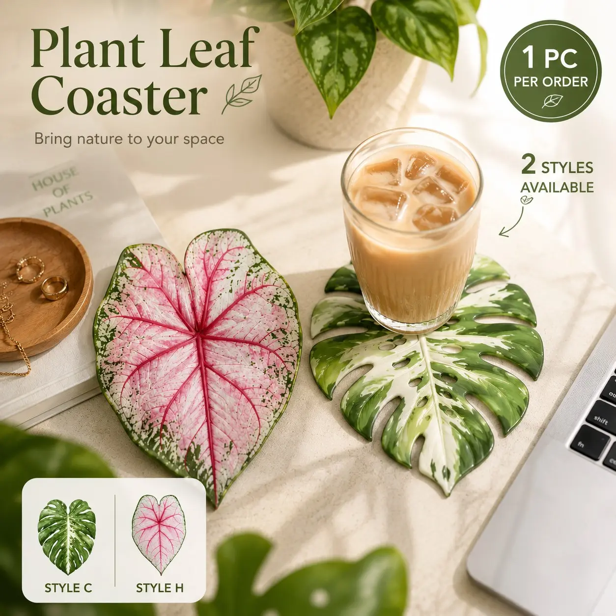Acrylic Cup Mat Coasters with Monstera Leaf Design, Heat-Resistant Coffee Table Decor, Aesthetic Home Office Accessory, Philodendron Leaf Pattern
