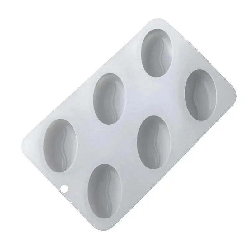 Small-sized 6-Cavity Coffee Bean Silicone Mold, Mu Si Mold Coffee Bean Shape Dessert Mold French Western Pastry Baking Mold, Silicone Baking Molds