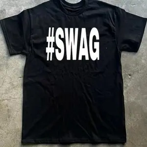 Swag Y2K T-shirt for Men Casual Crew Neck Slightly Stretchy Fabric Regular Fit Printed Pattern Suitable for All Seasons
