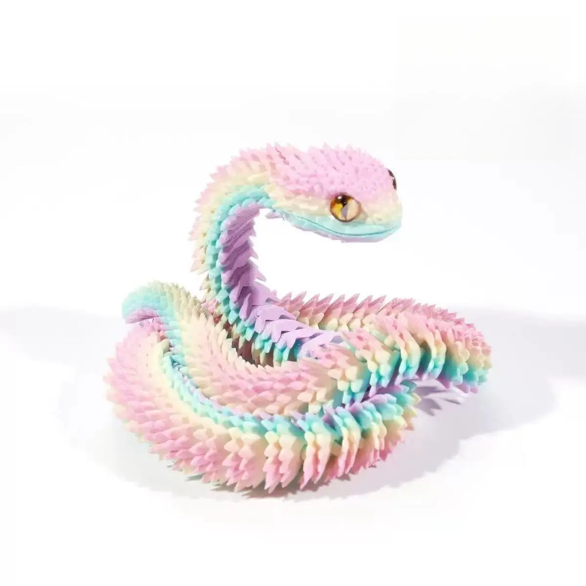 3D Printed Jointed Snake Decoration, Colorful Home Office Ornament, Halloween Christmas Thanksgiving Gift, Varied Eye Colors