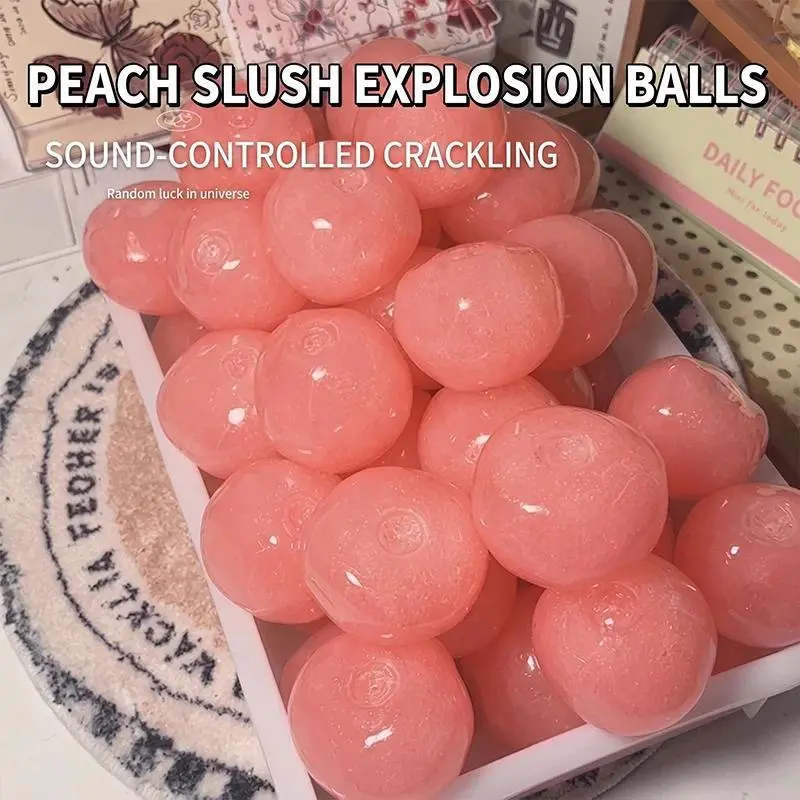 Translucent Pink ASMR Peach Slushy Squishy Toy - BPA-Free Jelly Mochi Stress Relief Ball, Anxiety & ADHD Relief Fidget Toy for 12 Years Above, Anime & Manga Themed Cute Desk Gift