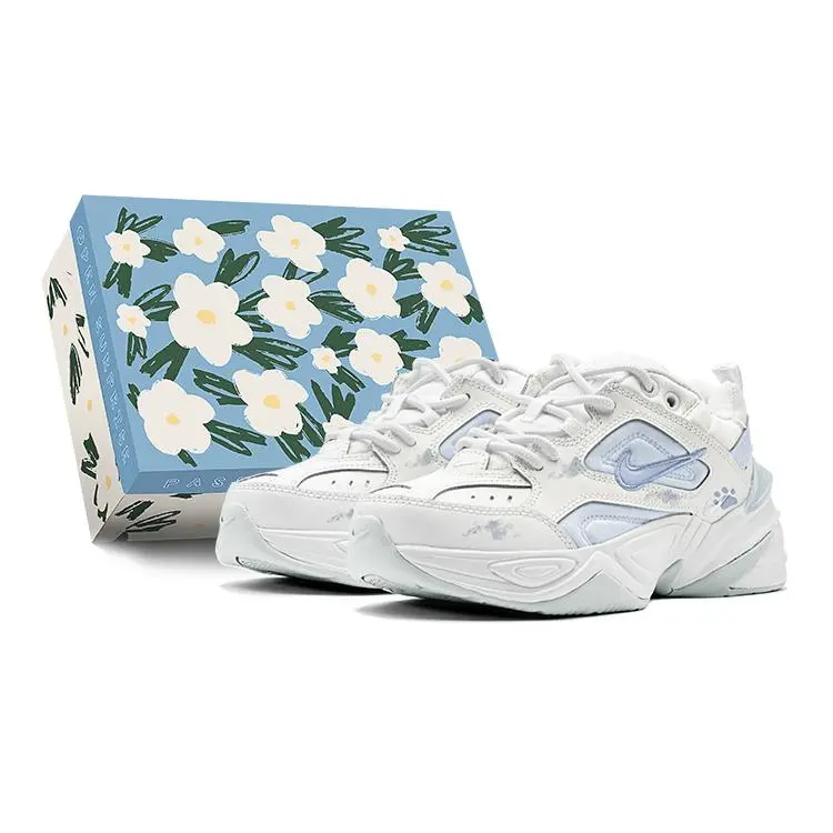 Nike M2K Women's Low-Top Dad Shoes: Fabric and Synthetic Upper, College Style with Playful Footprint Design, Non-Slip, Durable, Height-Increasing Verifiable, with credentials and supporting global authentication