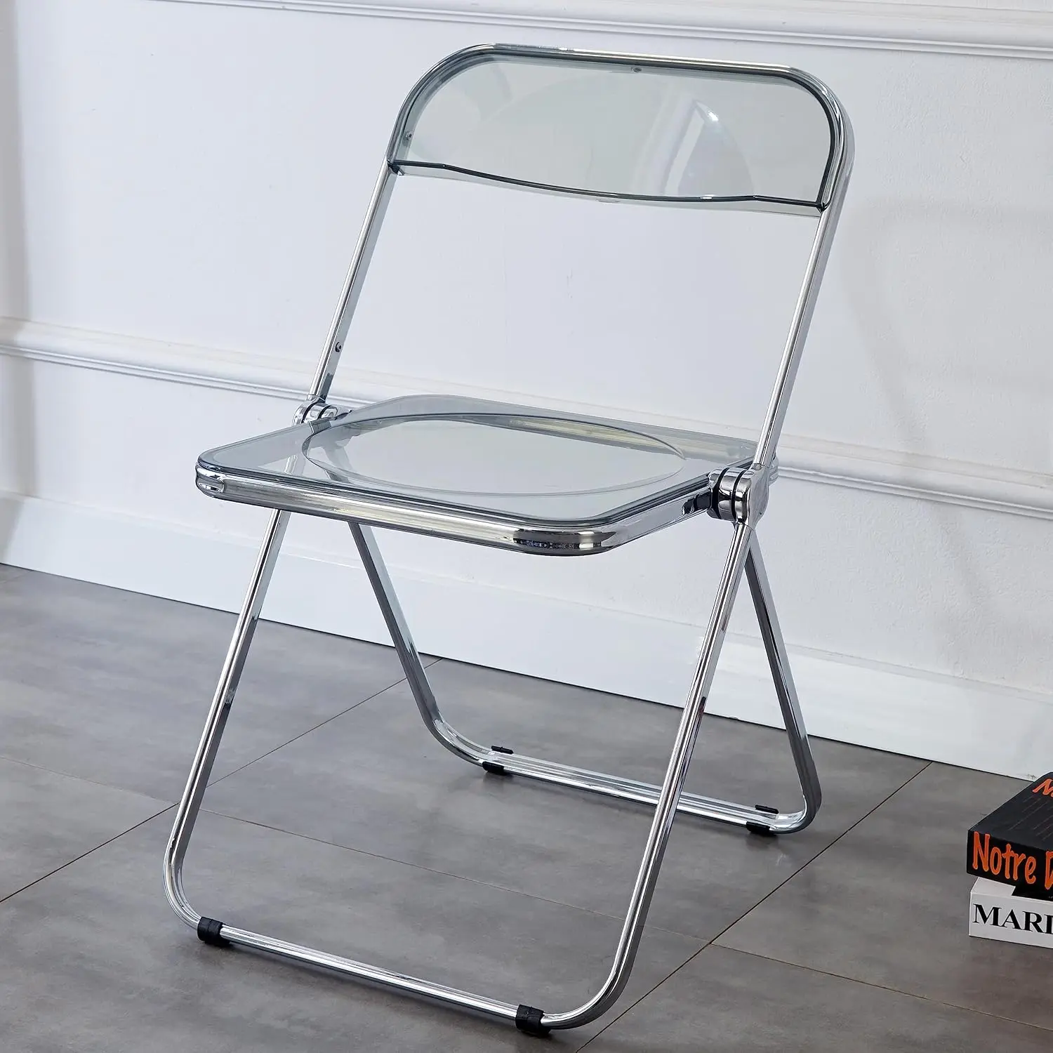 Luxury Modern  Folding Chair Transparent Chairs- Stackable  Folding Chair-PC Plastic Living Room Seat-Chrome Frame
