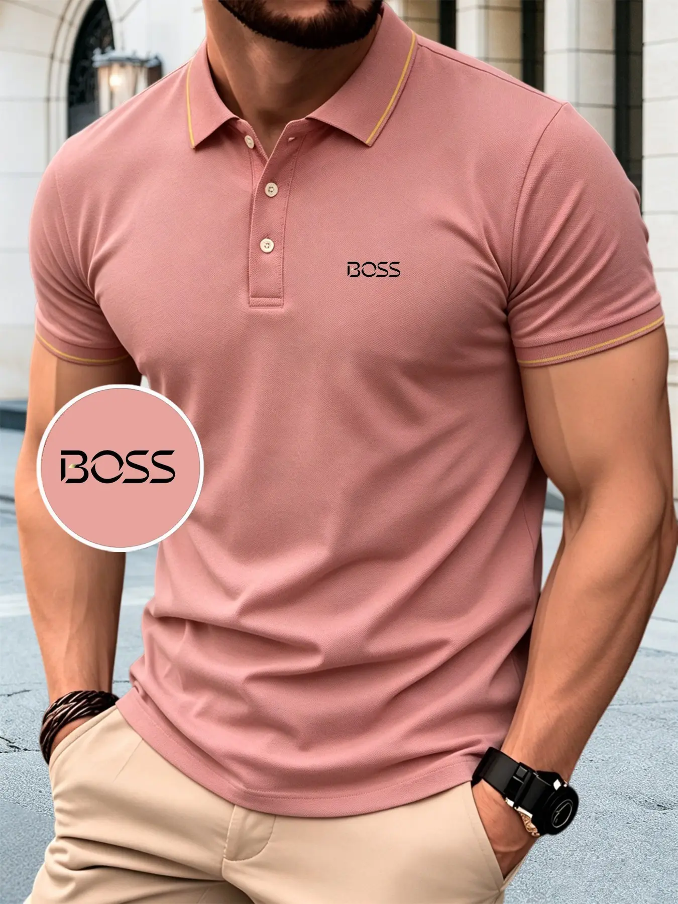Summer New Short Sleeve Men's Polo Shirt, Breathable Comfort, Classic Style, Boss Logo, Outdoor Sports, Streetwear, Gift Idea