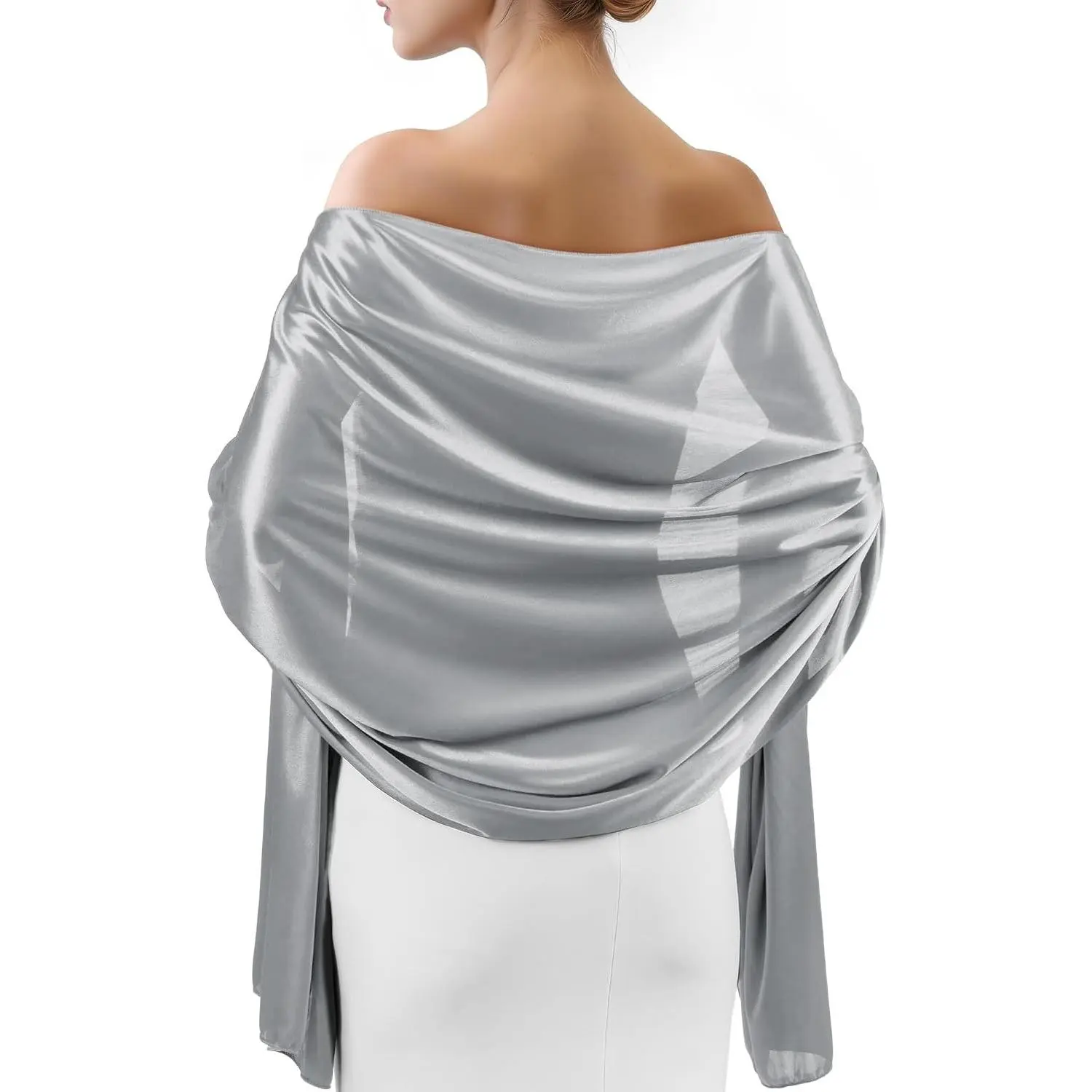 Women's Satin Shawl Wrap, Formal Evening Dress Scarf Cover Up(Gift)