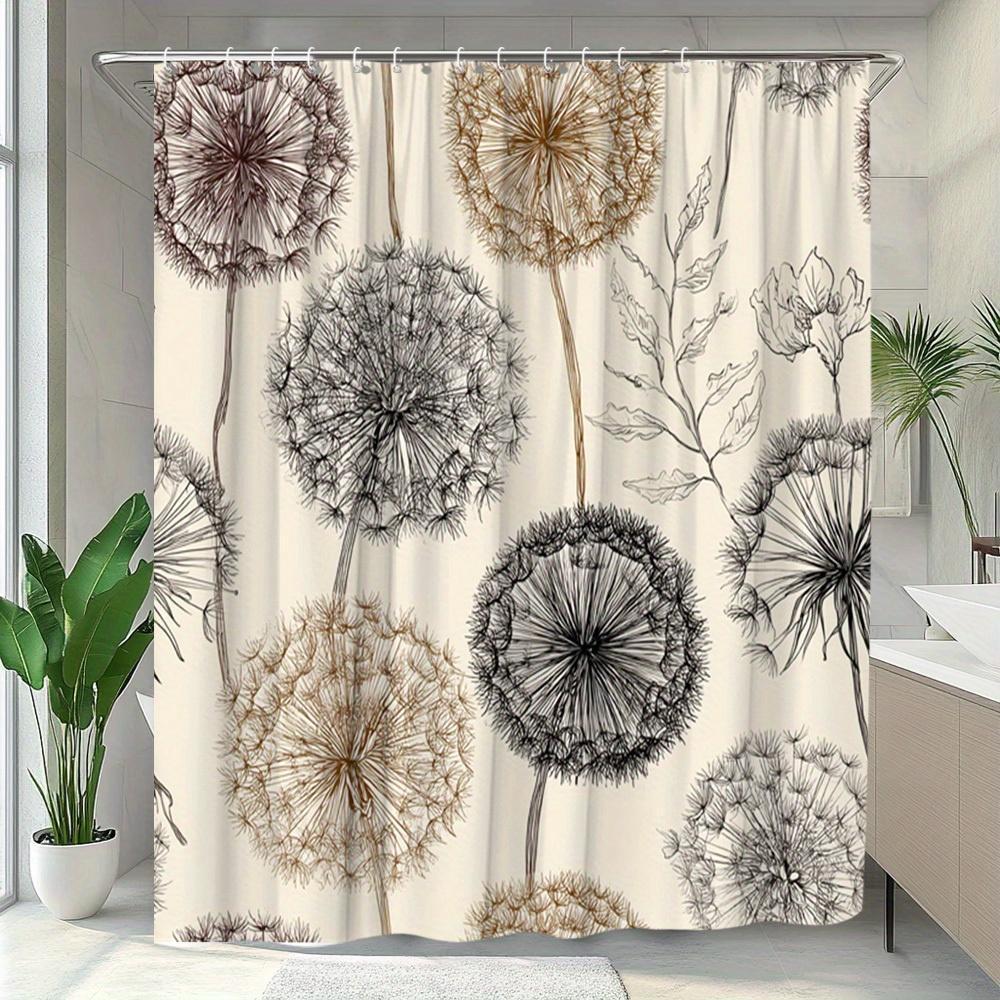 2D Flat 1Pc Extended Length Shower Curtain - Elegant beige, brown, black, white, gray, taupe bathroom decor - Heavyweight shower curtain with 12 hooks, creating a spa-like bathroom experience - Neutral tones, easy to clean, modern bathroom partition (70.8