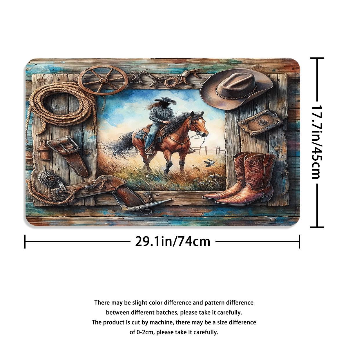 Cowboy & Horse Pattern Bathroom Decorations, 4 Counts/set Including Shower Curtain & Toilet Lid Cover & Mat & U-shaped Mat, Bathroom Accessories, Shower Curtain Sets