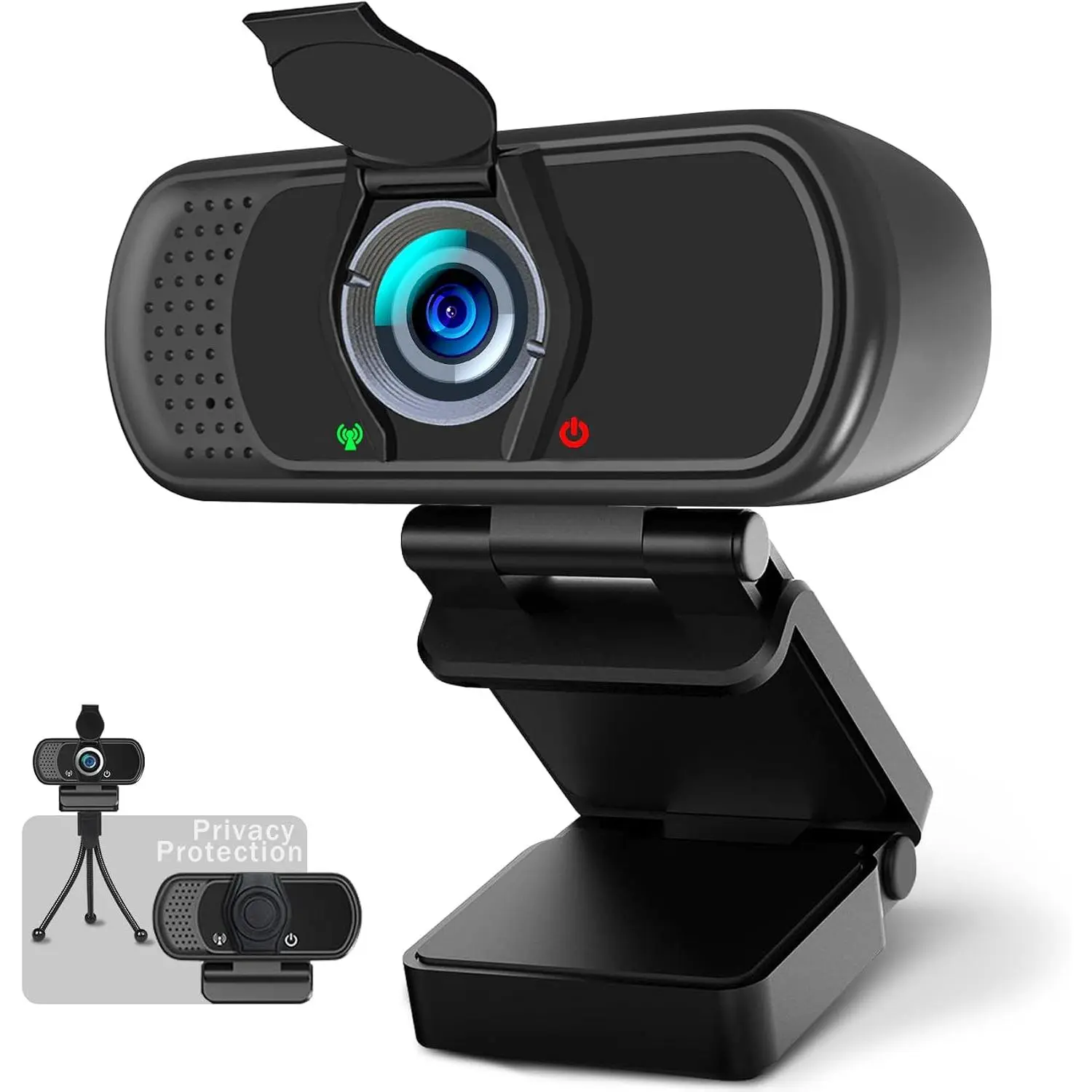 1080P Webcam with Microphone,Web Camera for Desktop  Laptop | Wide Angle Webcam With Tripod/ Cover,110°FOV,Plug and Play USB Camera for PC Laptop  Zoom Conference  Streaming
