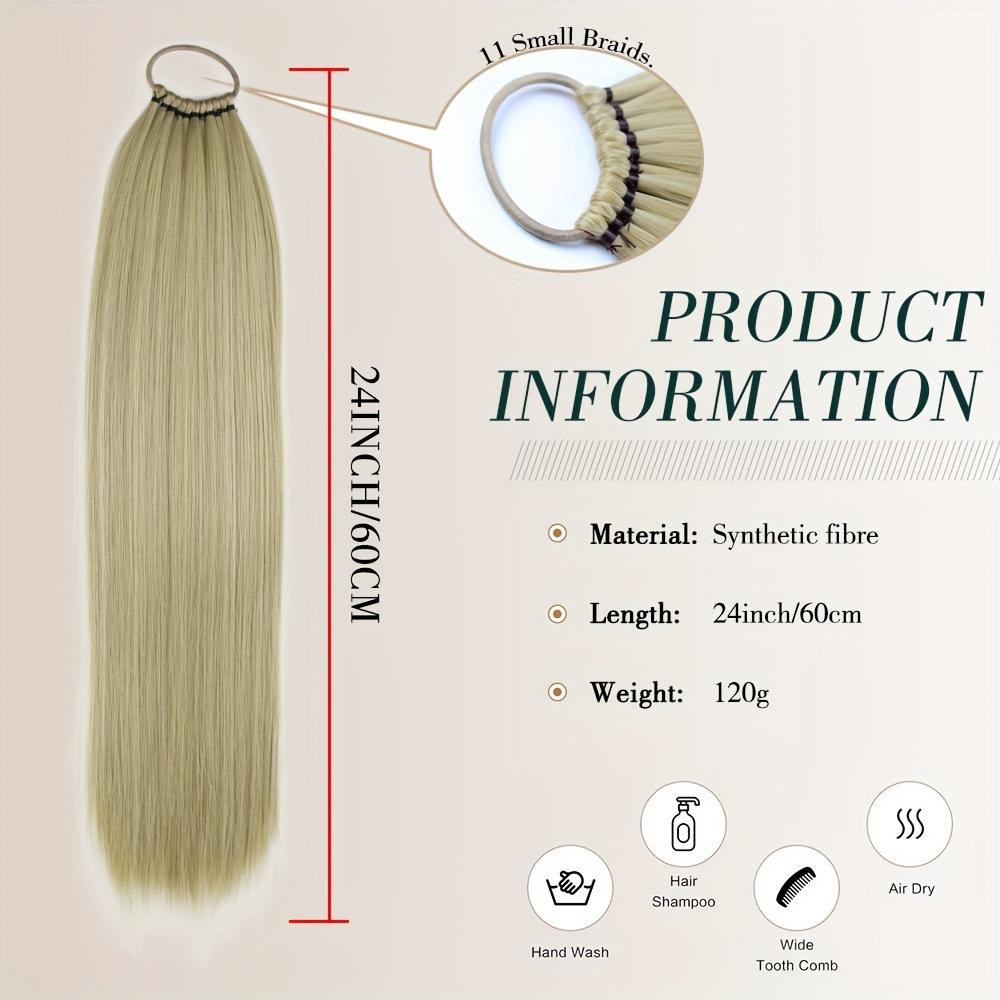 24 Inch Long Straight Ponytail Extension Elastic Band Wrap Around Synthetic Hair Piece for Braiding 24 Inch Long Straight Ponytail Extension Elastic Band Wrap Around Synthetic Hair Piece for Braiding
