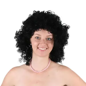 Manufacturer wholesale black medium-length curly hair wigs, popular men's wigs for European and American festivals