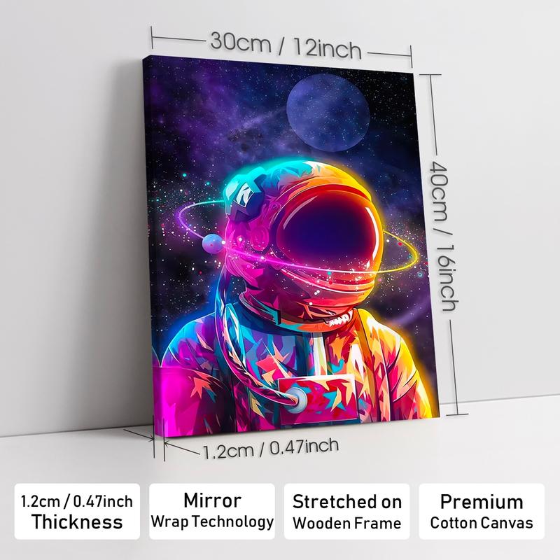 Astronaut Pattern Canvas Painting with Frame, Modern Wall Art Poster, Wall Decor for Home Living Room Bedroom Office