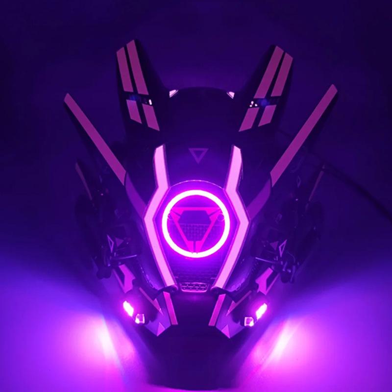 Cyberpunk Mask Iron Warrior Helmet Cosplay Men's Mecha Luminous Full Face Hood Tactical Mask Cyberpunk Mask Iron Warrior Helmet Cosplay Men's Mecha Luminous Full Face Hood Tactical Mask