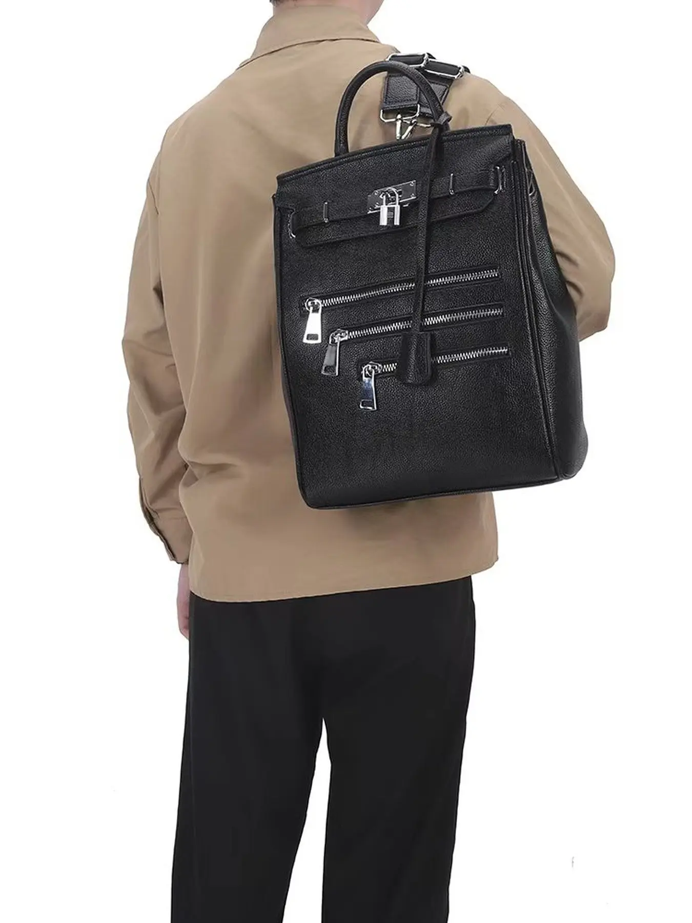 Men's Multifunctional Backpack, Leather Texture Business Handbag, Large Capacity Laptop Bag, Durable and Scratch-Resistant, Durable Functional Backpacks