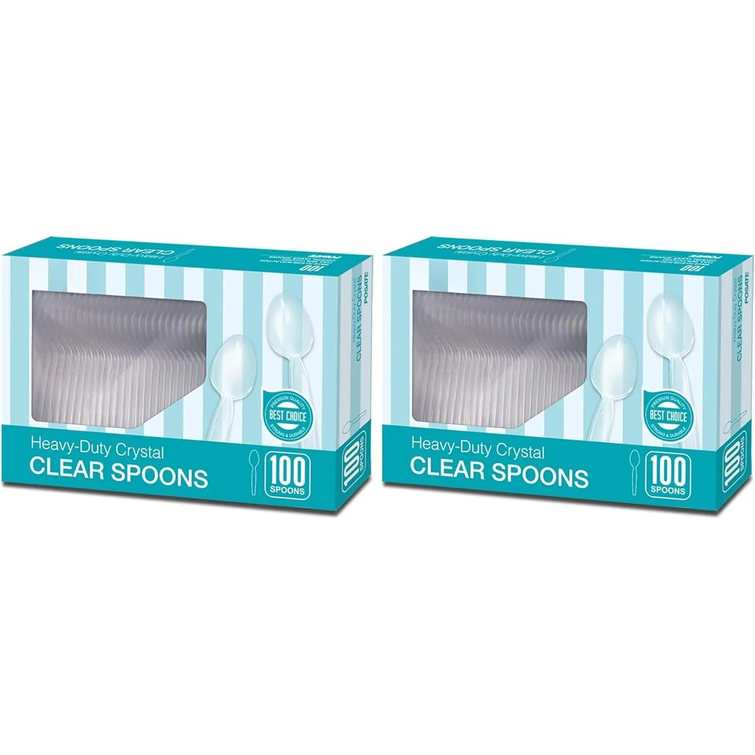 Heavy Duty Plastic Spoons - -Grade Disposable Material, Clear, Pack of 30