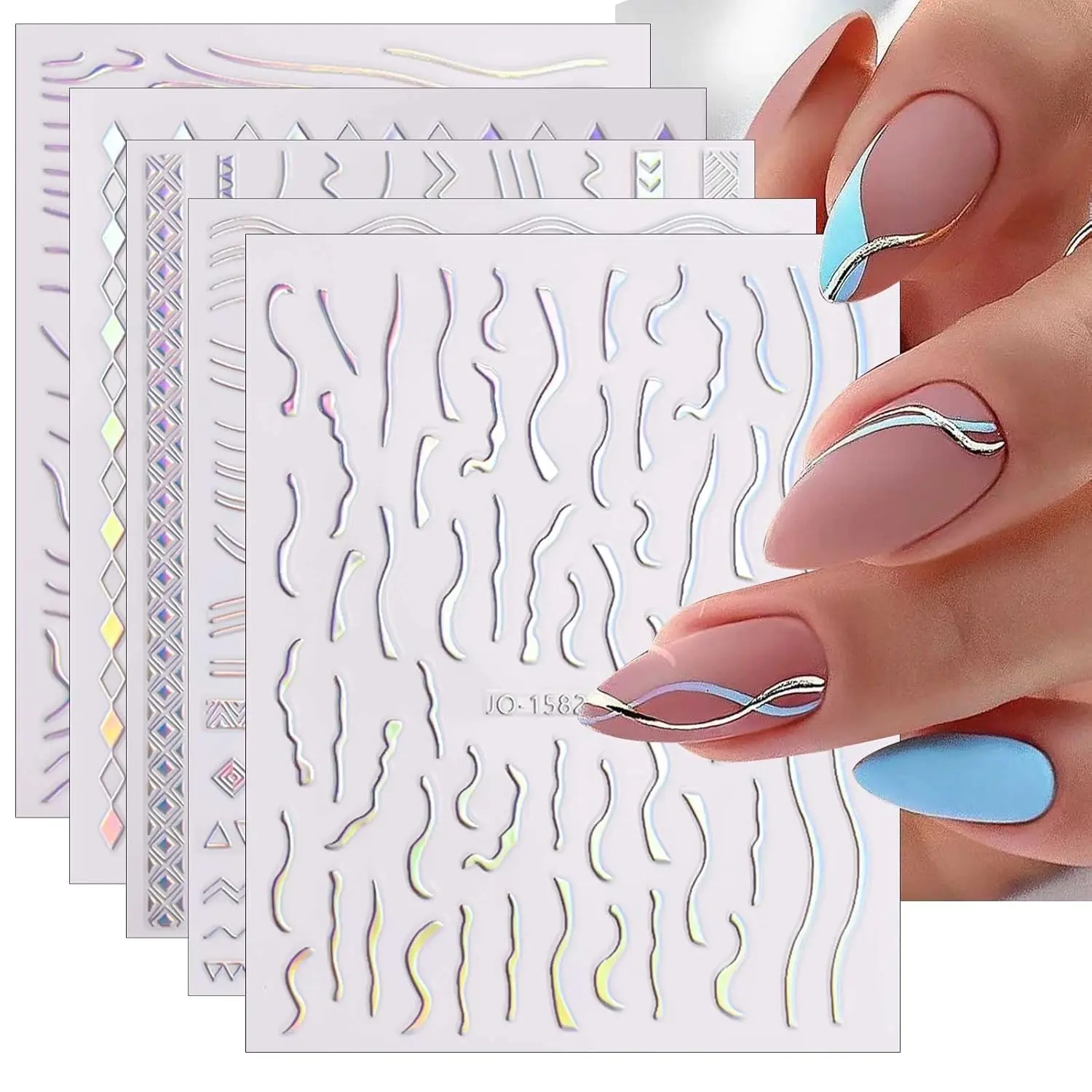 12 Sheets Aurora Nail Art Stickers Decals Self-Adhesive Pegatinas Uñas Glitter Holographic Nail Supplies Nail Art Design Decoration Accessories