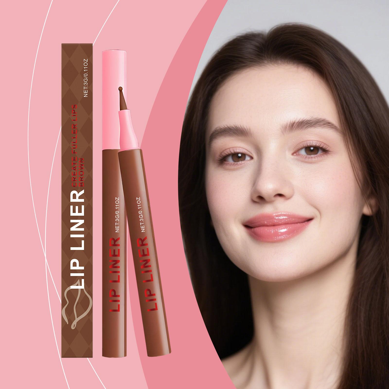 AMZ The Brown Waterproof Lip Liner Pen Is Versatile, Natural, Long-Lasting, Easy To Apply Color, And Not Prone To Smudge. It Is A Waterproof And Plumping Lip Liner Pen