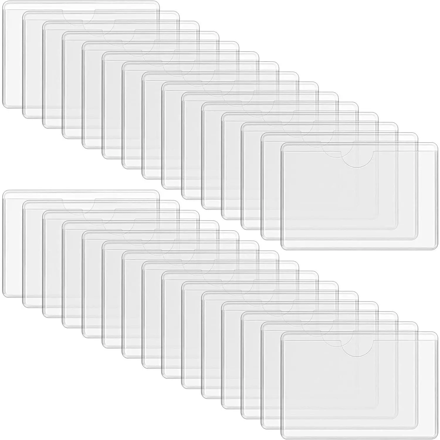 100 Pack Clear Self-Adhesive Business Card Pockets and Top Open Library Card Pockets, plastic Labels Holders for Storage Bins, Ideal for Organizing and Protecting Your Business Cards
