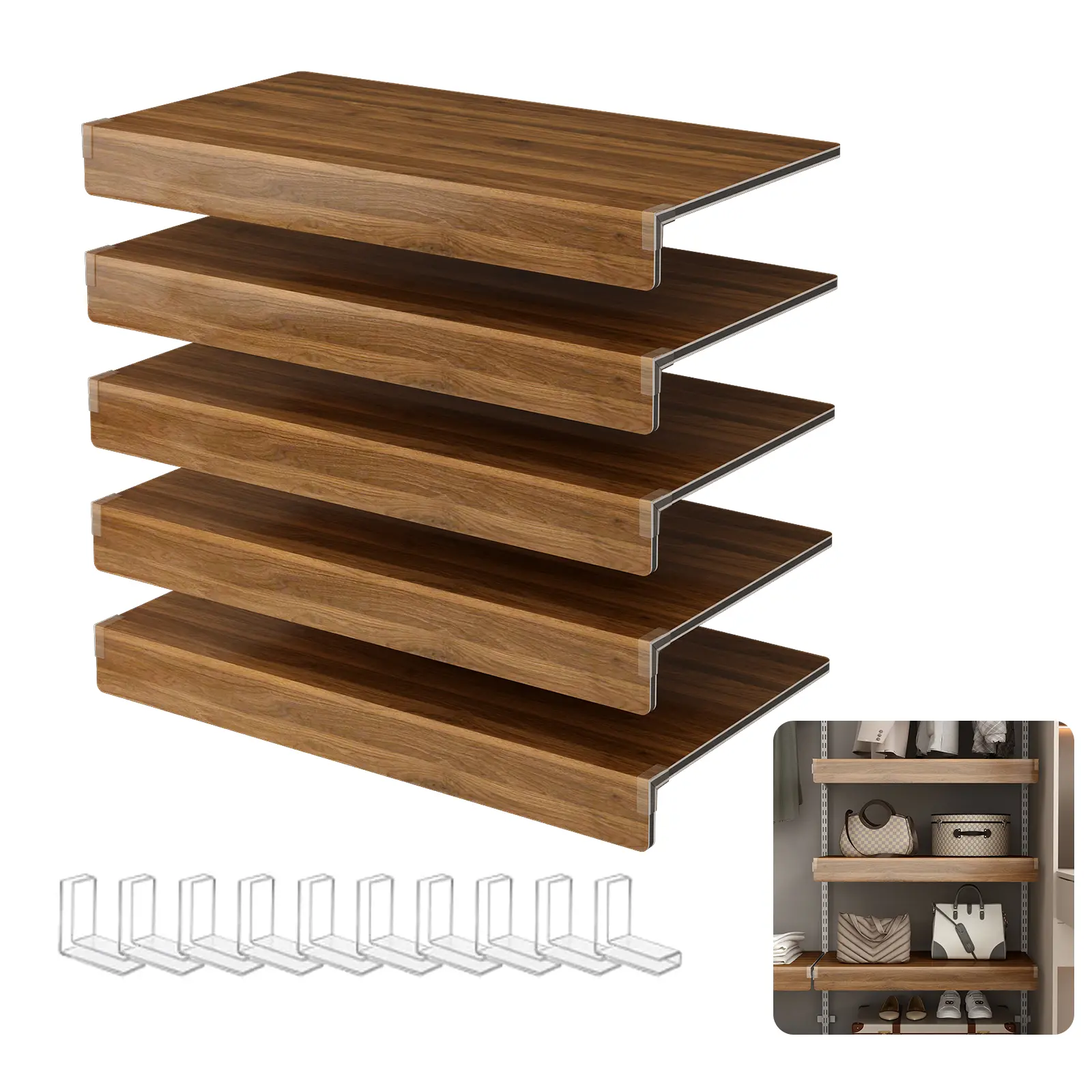 Nokaa 5-Pack Wire Shelf Covers for Closet Pantry Cabinet, PVC & MDF Options, Multiple Sizes & Colors, Tool-Free Installation, Modern Style