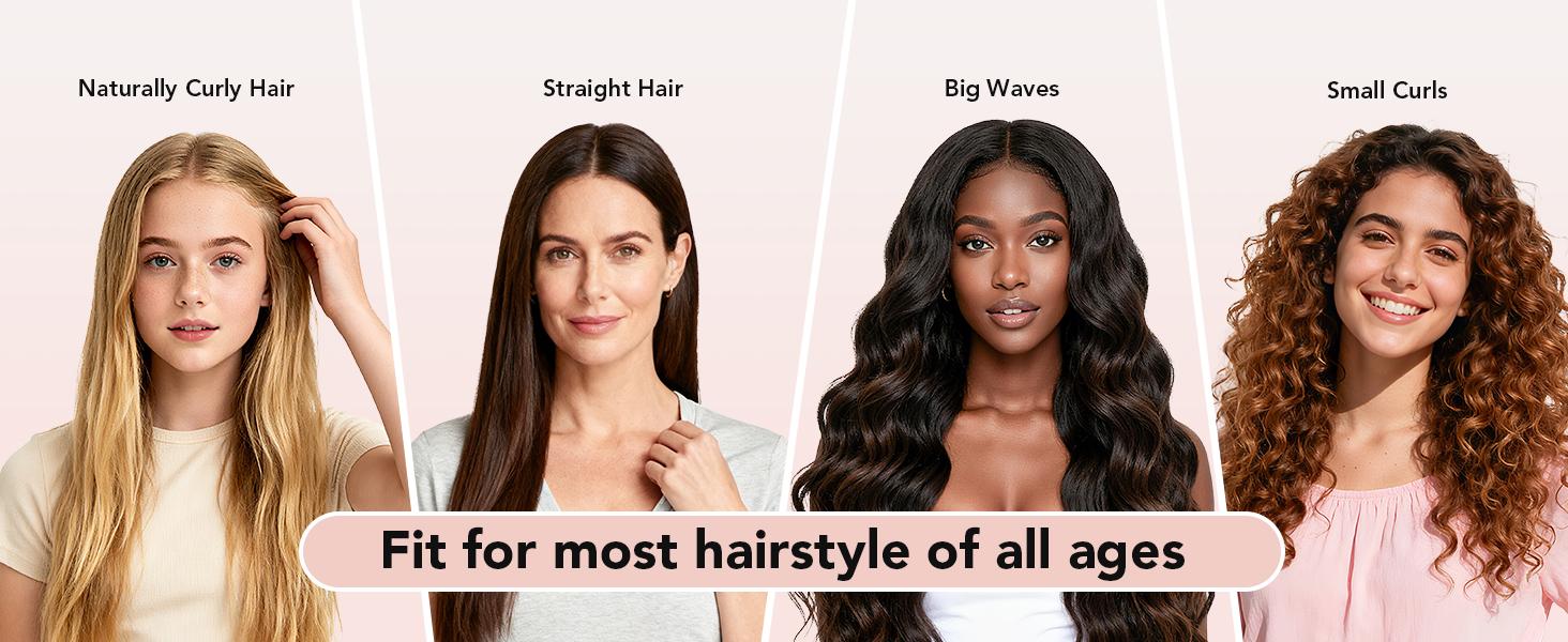 Heatless Curls Overnight, 2 Sizes of Soft Hair Rollers for Women with Bonnet to Sleep In, No Heat Hair Curlers Set with Scrunchies and Clips, for Long and Medium Hair (Pink)