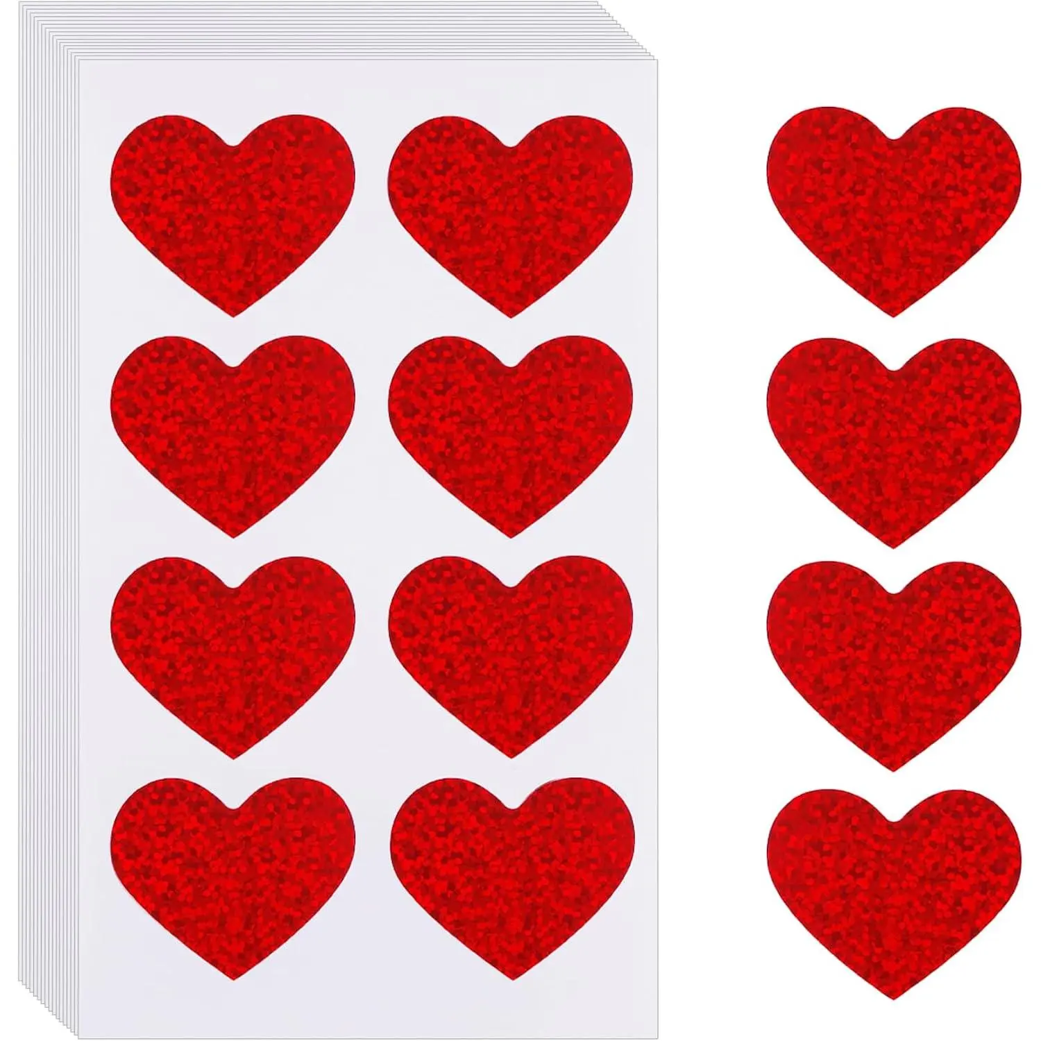 Heart Stickers, Valentines Stickers for , 1.5 Inch 240 count Glitter Red Large Heart Shaped Sticker, Self-Adhesive Decorative Love Heart Sticker Decal Labels for Valentine's Day Classroom