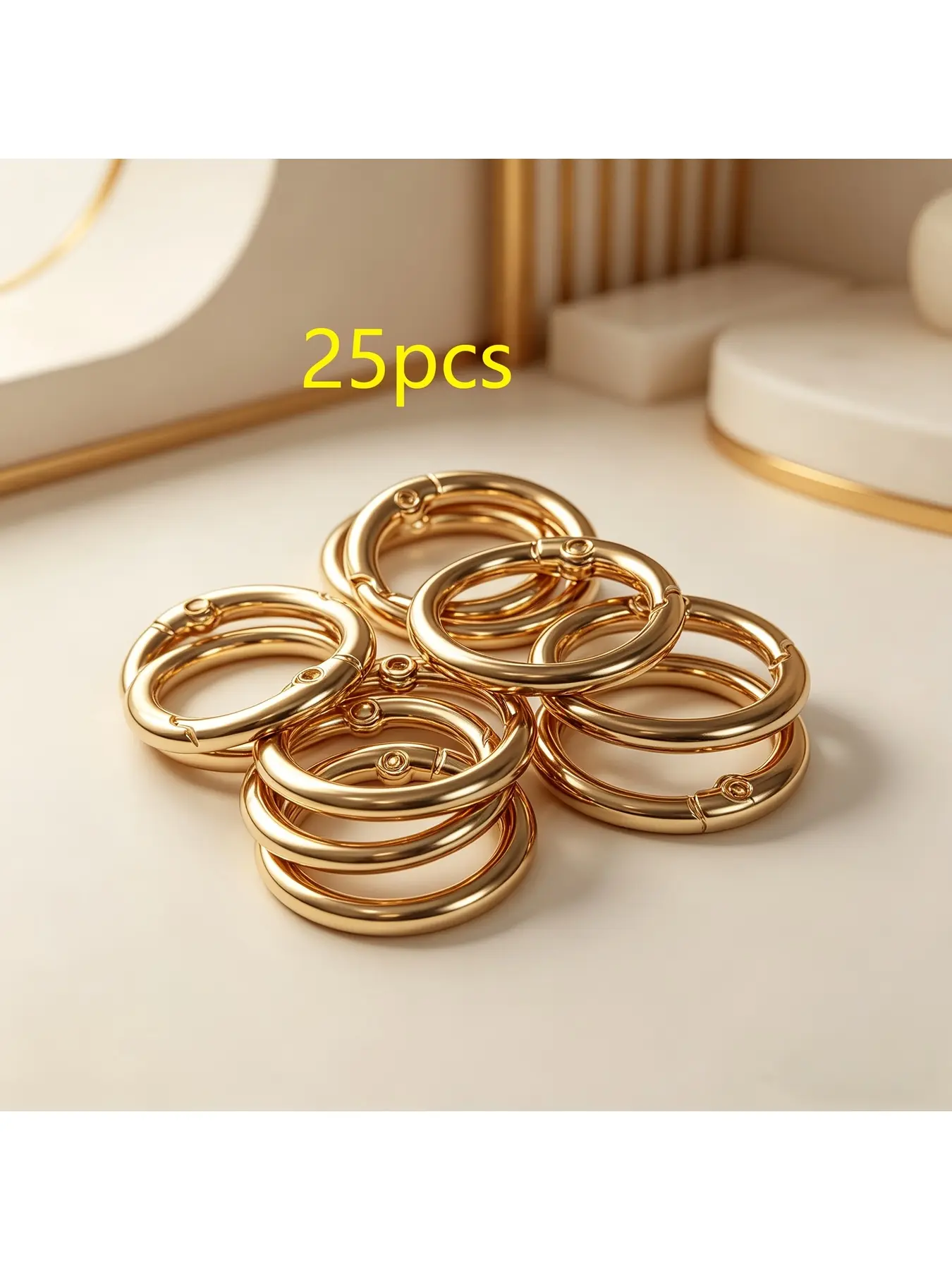 A set of 25 sturdy alloy spring O-rings and clasp buckles, ideal for creating personalized bag, wallet, and handbag accessories, perfect for handmade wallet components and DIY wallet making.