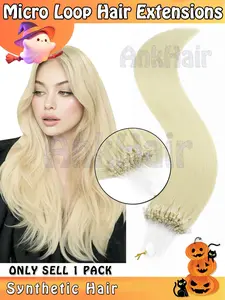 20inch Micro Loop Synthetic Fiber Hair Extensions, Healthy End Micro Link, 50 Pcs/50 G Straight Natural Hair, Easy to Use, Synthetic Fiber Hairpieces