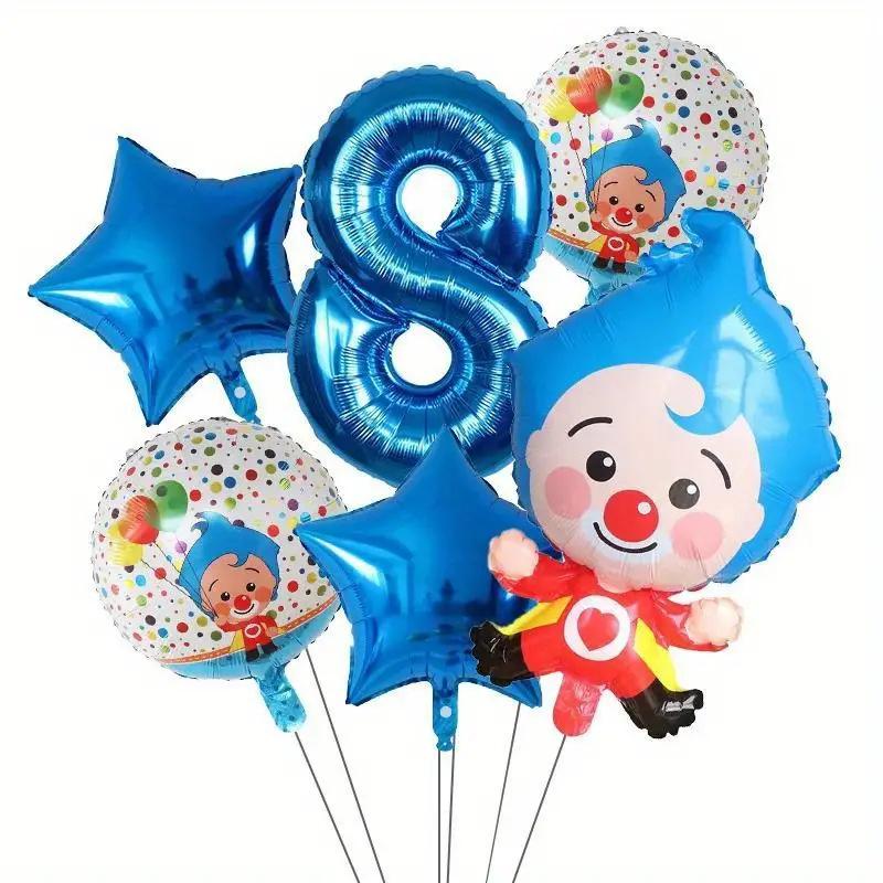 8PCS New Circus-themed Clown Aluminum Film Balloon Set Birthday Party Decoration