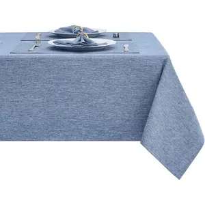 Rectangle Table Cloth Linen Farmhouse Stainproof Waterproof Washable Polyester Oblong Rectangular Fabric Table Cover for Kitchen Dining Dinner(Denim Blue/52x70 Inch)