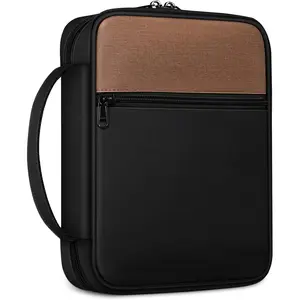 Bible Cover Carrying Book Case Church Bible Protective Bag with Handle and Zippered Pocket, Perfect Gift for Mother Lady Women Men, Available in Black & Brown