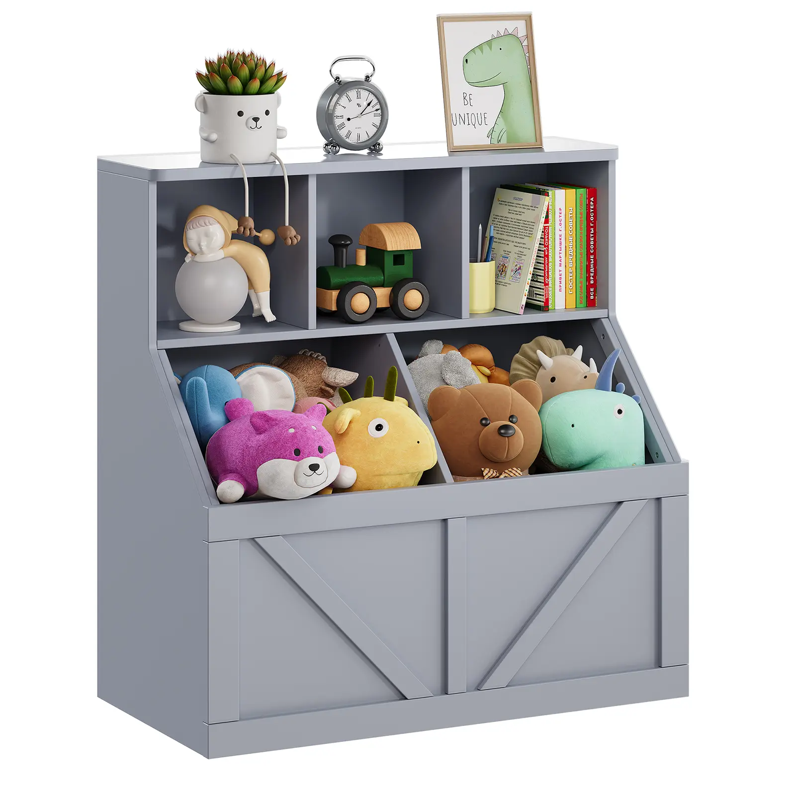 【Backtoschool】Multi-Functional Kids Bookcase & Toy Storage Cabinet – Large Organizer Shelf with Box Storage for Bedroom, Playroom, Nursery – Sturdy Children’s Furniture, Easy Assembly