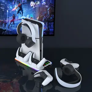 NEW Charging Base Cooling Bracket Compatible With PS5 Console, Vertical Stand Cooling Fan, Multi-functional Cooling & Charging Station for PS5 Slim Pro All Model Universal Cooling Dock