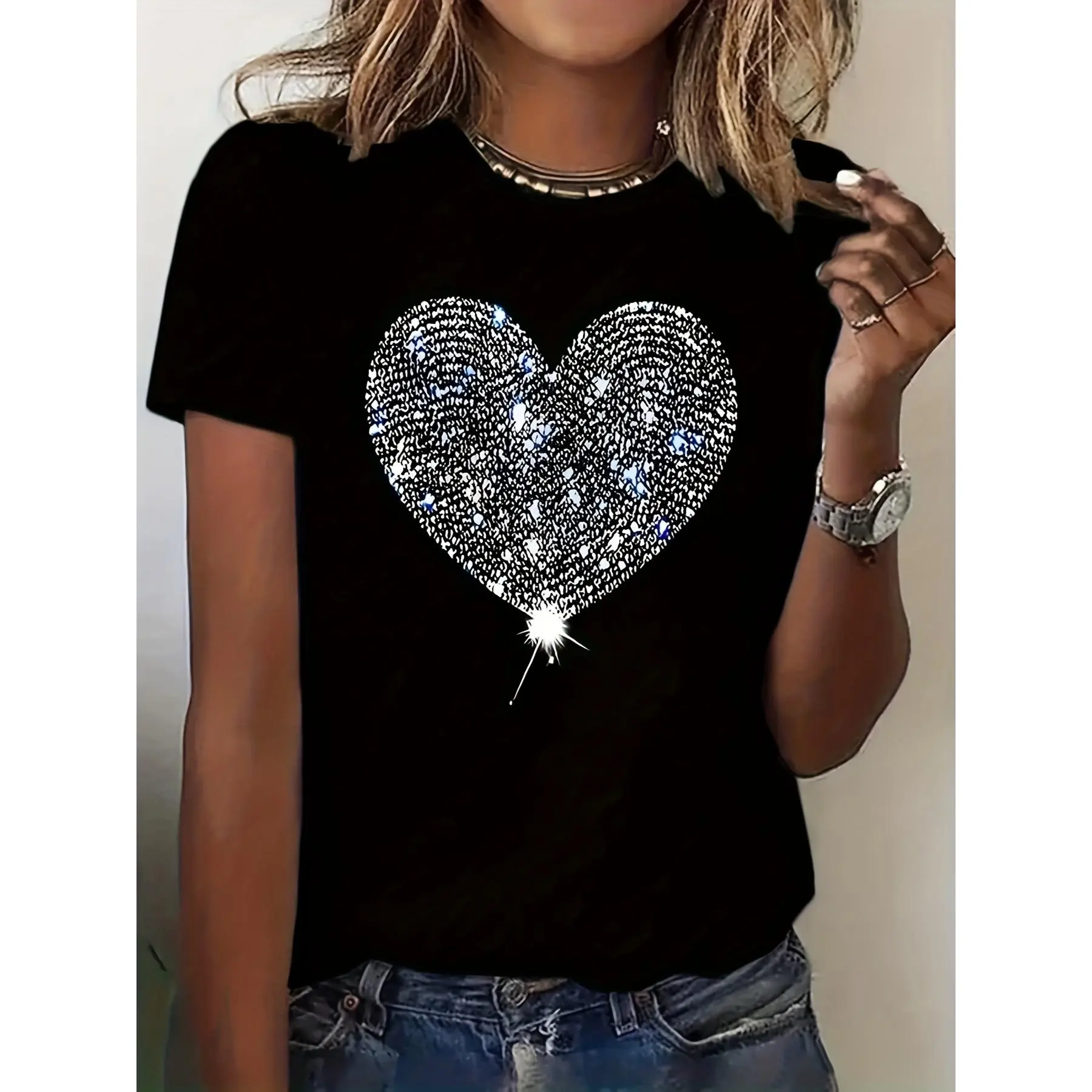 Women's Fashion Rhinestone T-Shirt