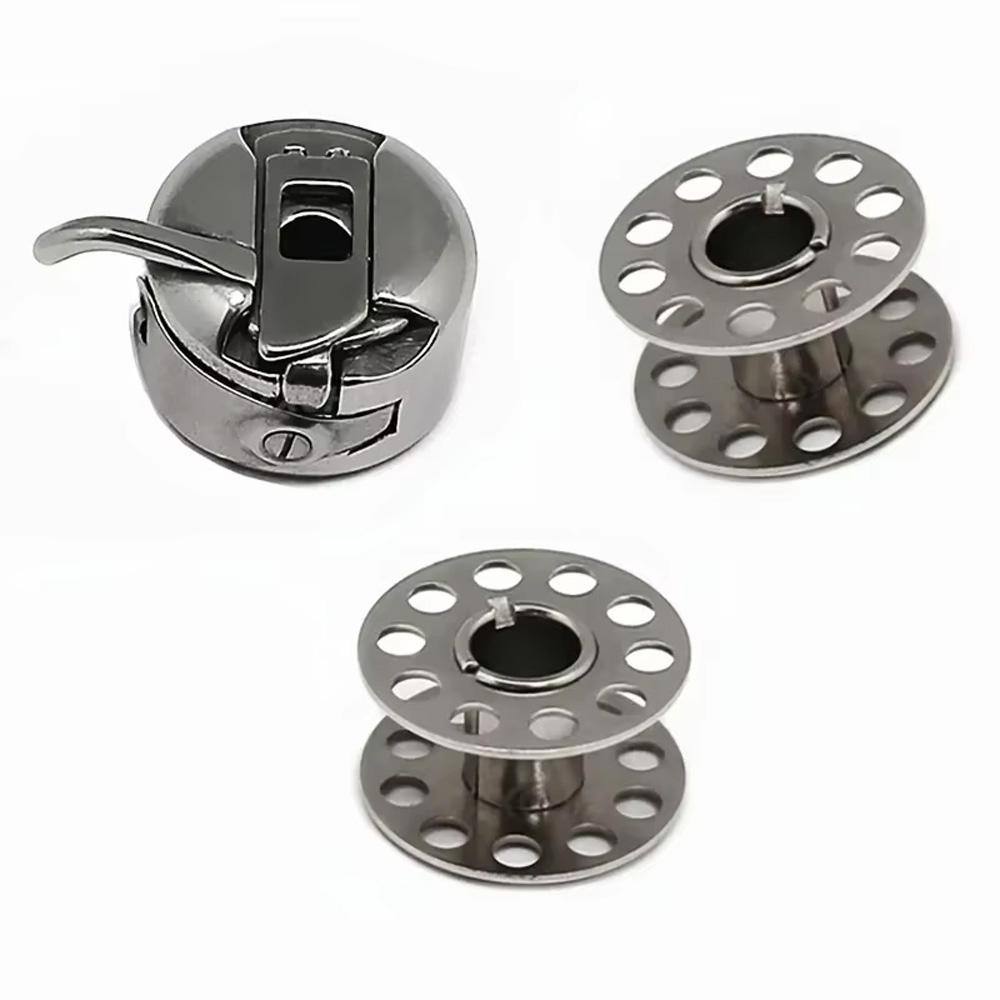 Sewing Machine Bobbin Set, 1 Set Including 1 Count Sewing Machine Bobbin Case & 5 Counts Bobbin, Multifunctional Sewing Machine Accessories for Home Use