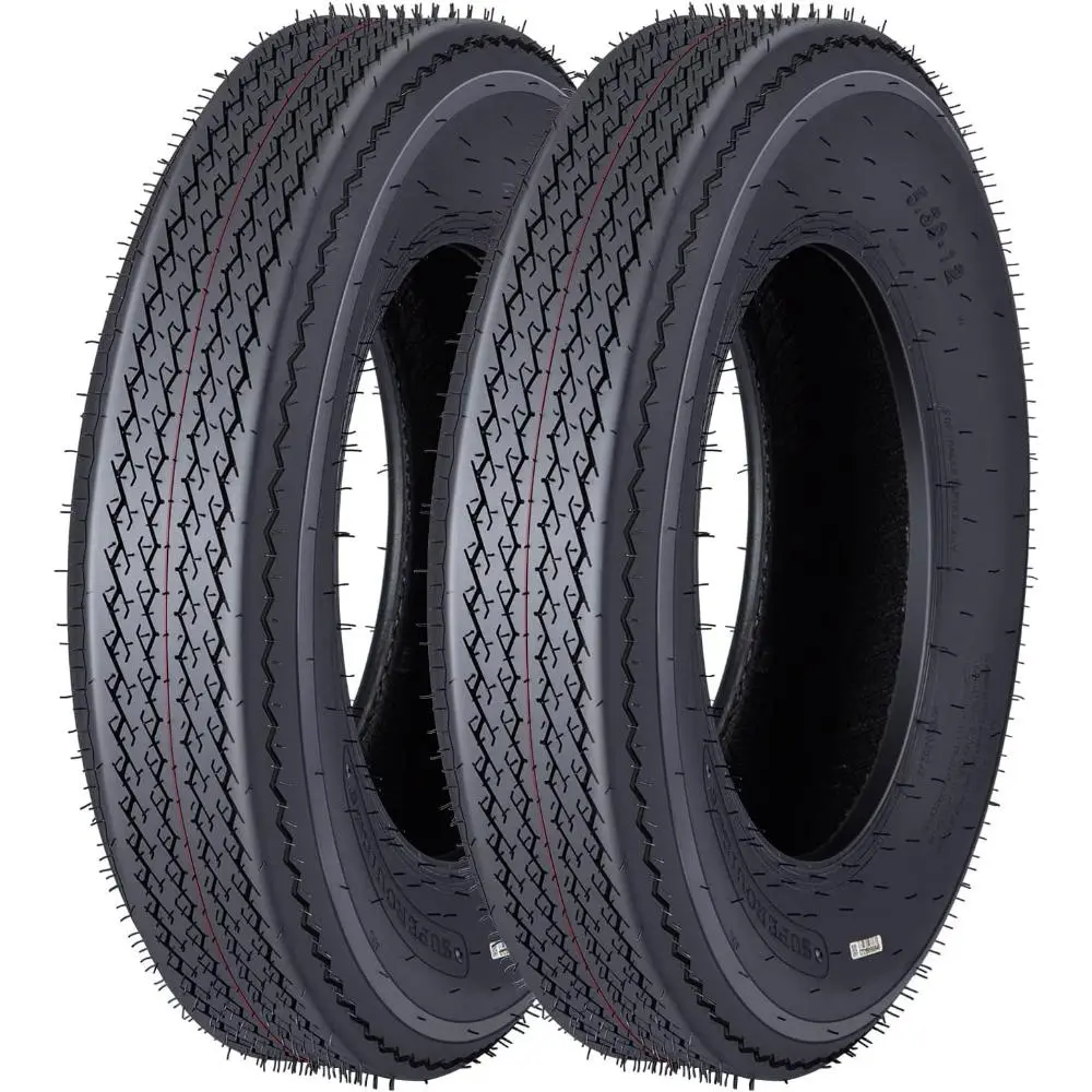 5.30-12 6PR Load Range C Trailer Tire Pack (Pack of 2, 15in), Durable Construction, Enhanced Traction, Superior Strength, Fuel-Saving Design for Boat, Camper, Farm Landscape Trailers