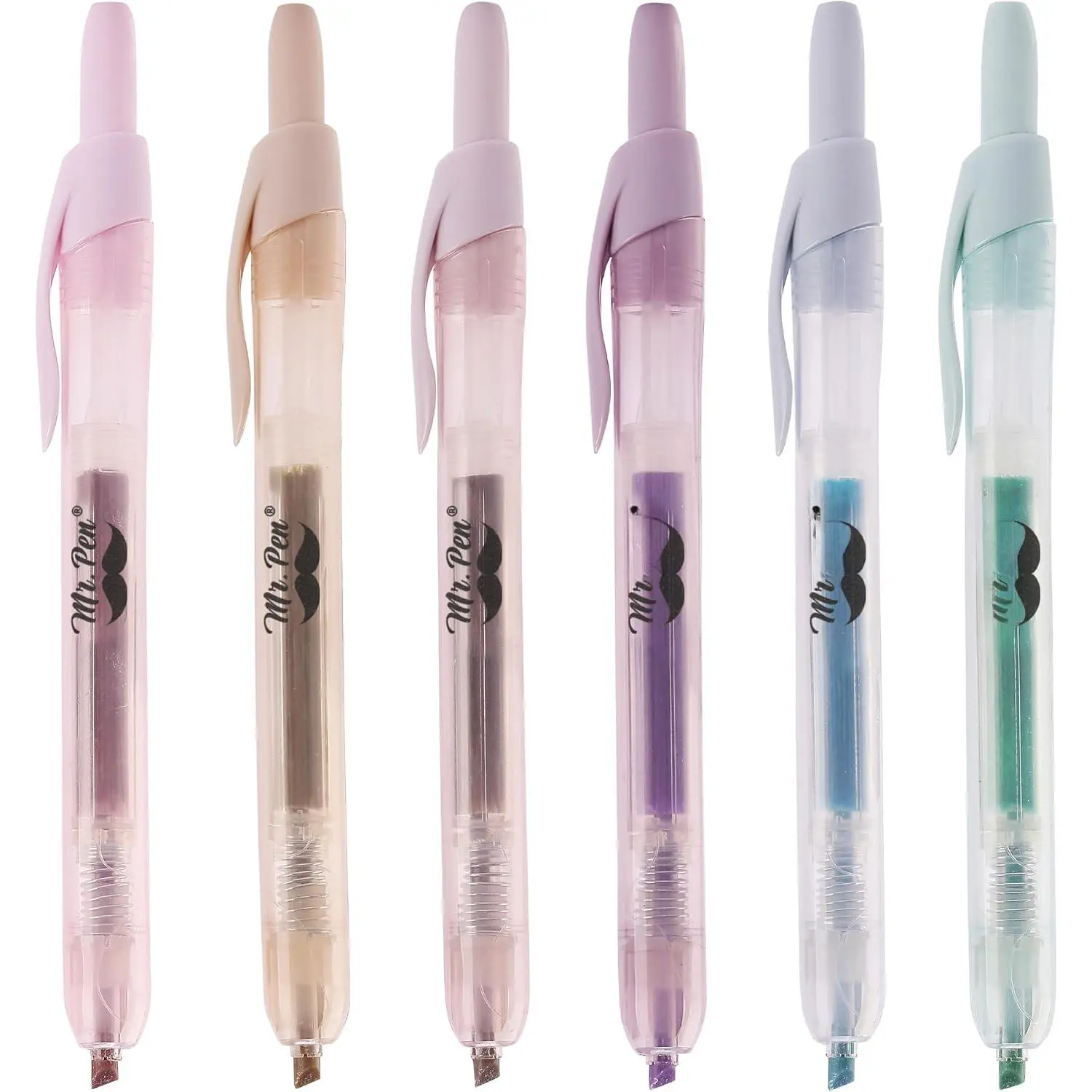 - Retractable Highlighters, 6 Pack, Bright Colors | Chisel Tip Highlighter Marker Set, Click Highlighter Markers for Classroom, Journaling, Study Supplies