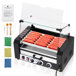 GARVEEStainless Steel 7-Roller Sausage Grill Machine with 18 Capacity and 1350W Power for Efficient and Durable Cooking