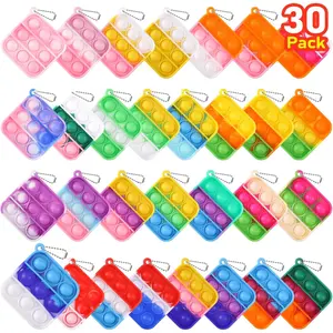 Kids Party Favors Fidget Toys Bulk 30 Pack Mini Pop Fidget Keychain Its Birthday Party Favors for Kids 4-8,8-12 Small Classroom Prizes It End of Year Gifts for Students from Teacherfidget toys