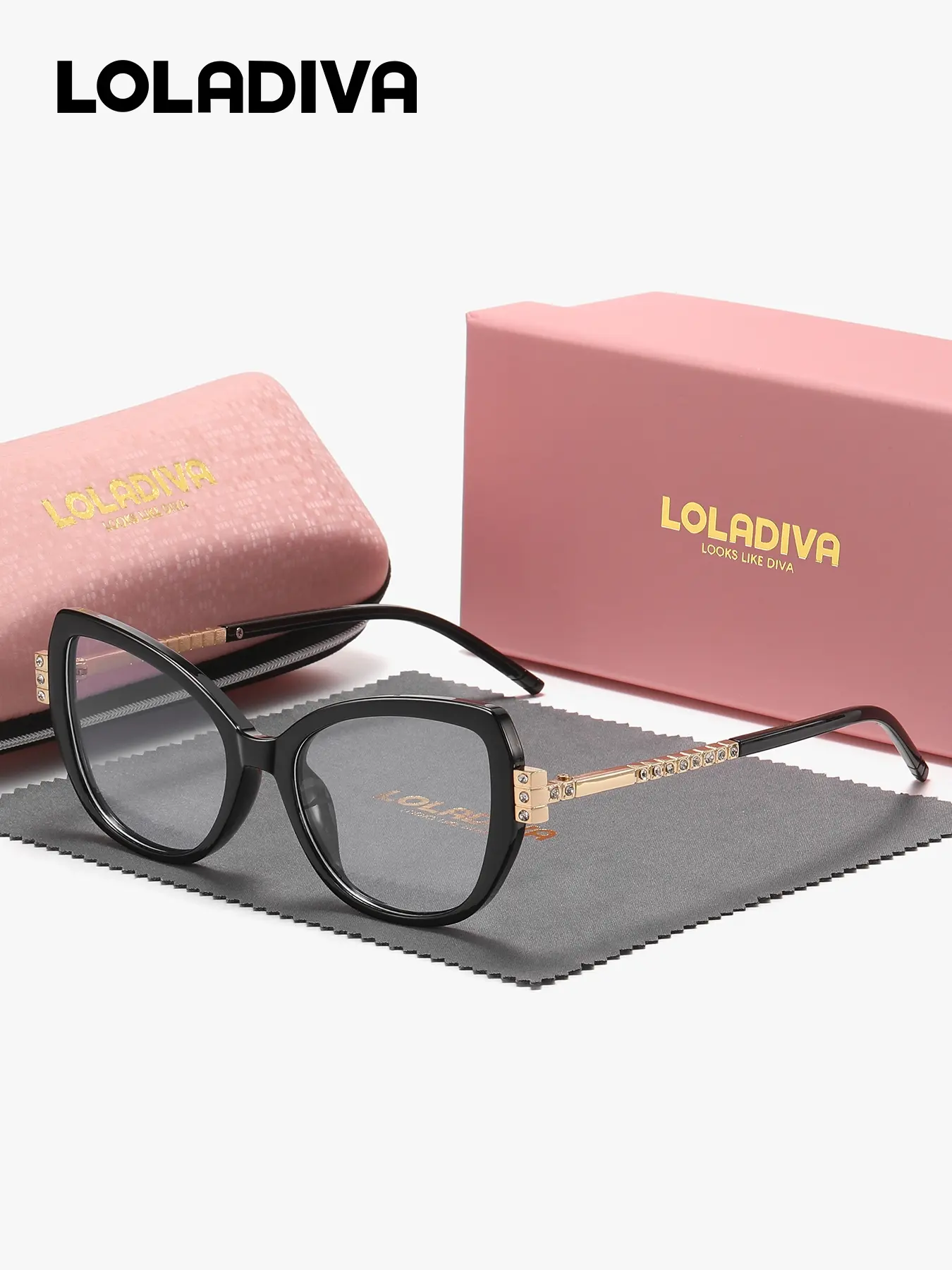 LOLADIVA 1 Piece Unisex Expressing Individuality Full Frame Plano Glasses Capture Attention Cat Eye Frame Plaon Glasses