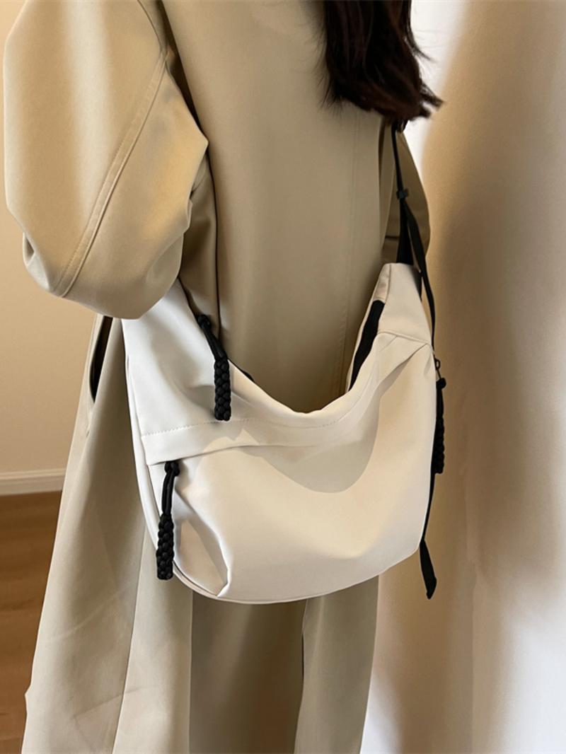 Women's Fashionable Solid Color Nylon Lightweight Crossbody Bag, Large Capacity Zipper Everyday Bag, Work Bag for Work & Back to School