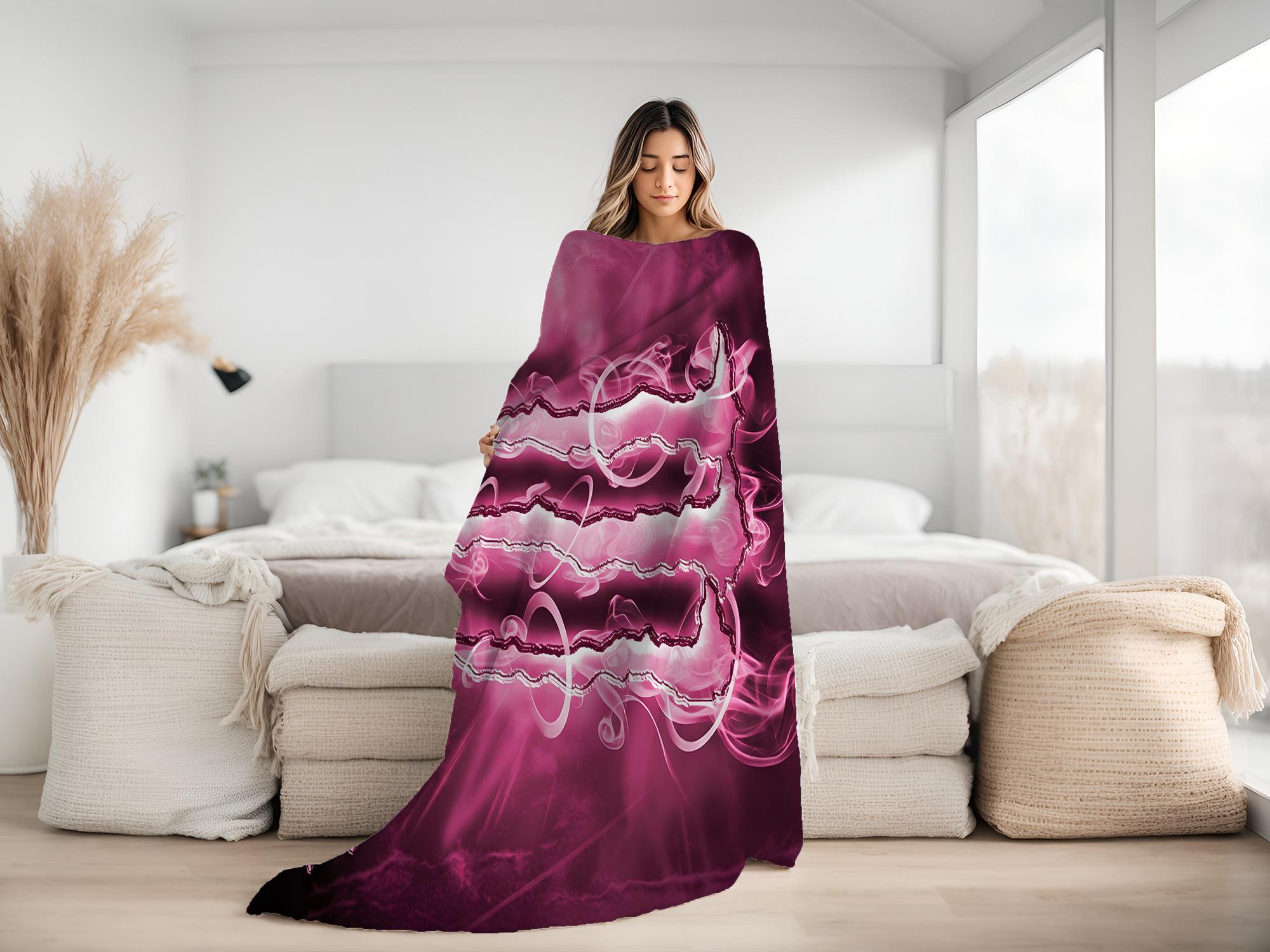 Monster Energy Pink Claw Logo Pattern Blanket,Neon Pink Smoke Energy Drink Plush Throw Blanket,Soft Warm Napping Blanket for Home Office Travel Camping