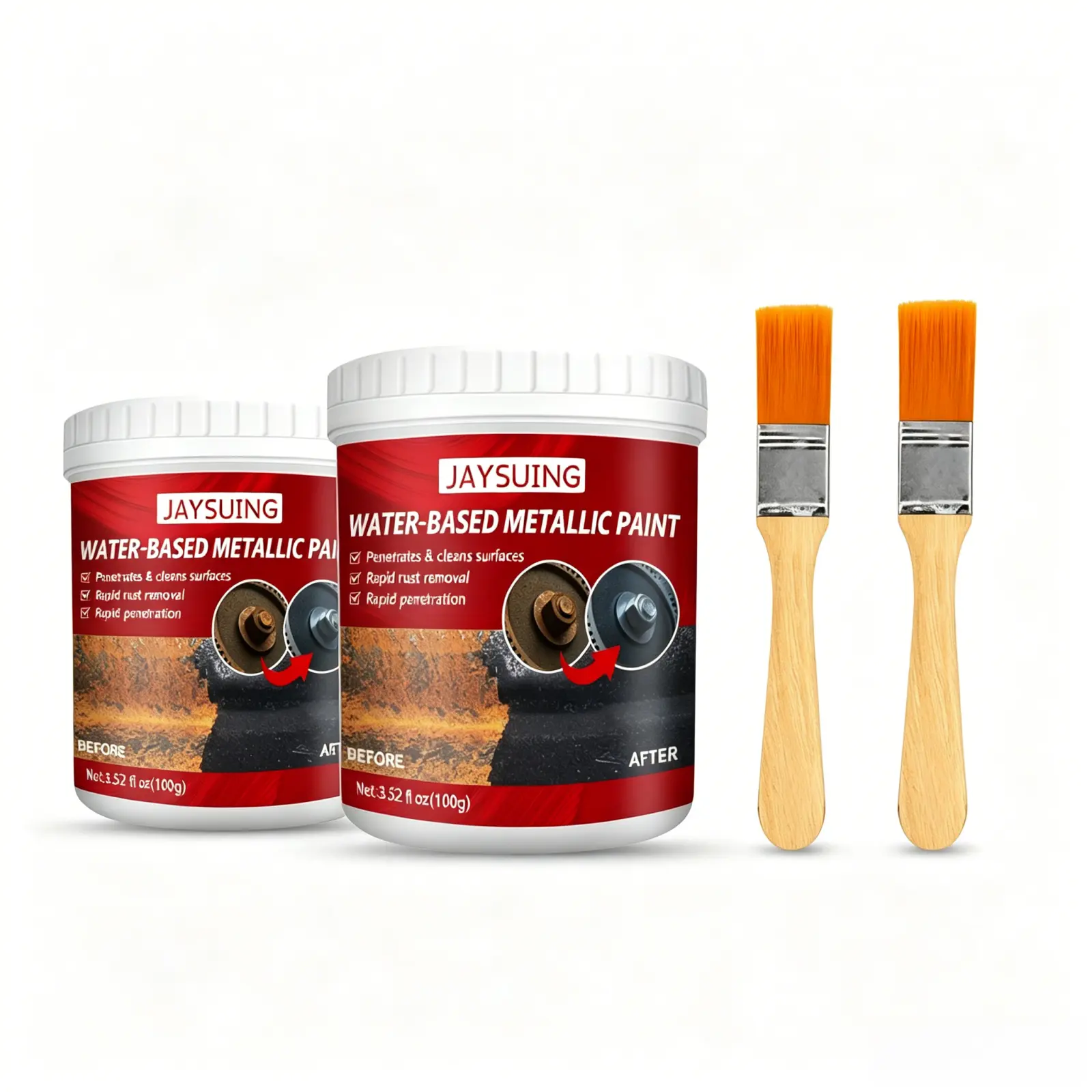 2pc 4pc Water-Based Metal Rust Remover Primer, Anti-Rust Protection, Long Lasting Defense & Restores Metal Shine